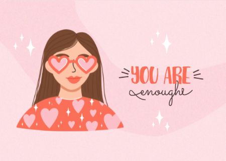 Mental Health Inspiration with Girl in Cute Sunglasses Card Design Template