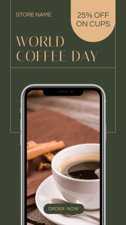 Ontwerpsjabloon van Instagram Story van Sale Off  for International Coffee Day