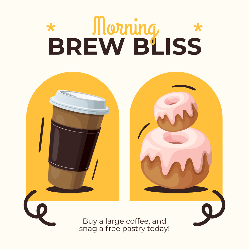 Morning Coffee And Sweet Donuts Offer Instagram AD Design Template