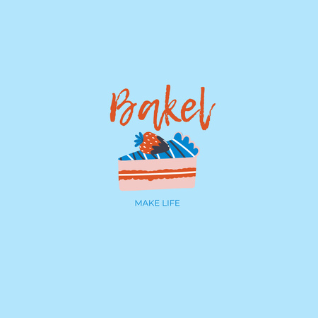 Bakery Ad with Yummy Cupcake Illustration Logo Tasarım Şablonu