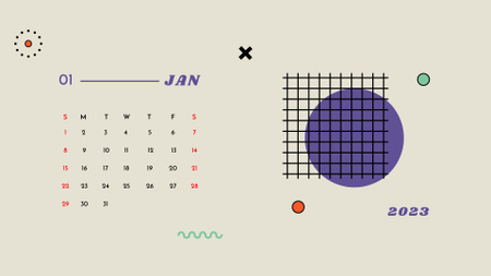 Abstract Geometric Illustration Calendar tervezősablon