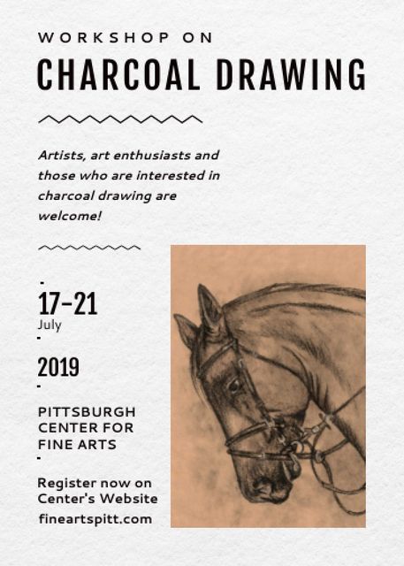 Drawing Workshop Announcement Horse Image Invitation Design Template