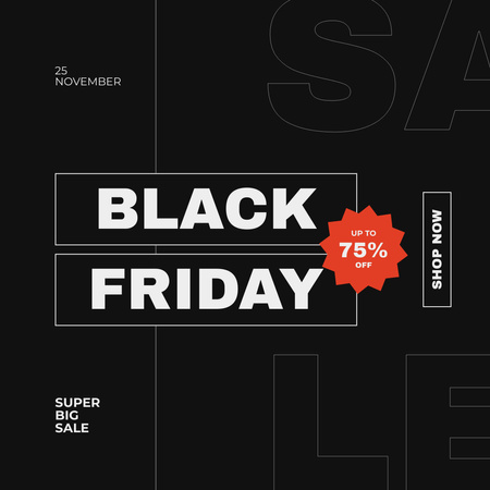 Оголошення про розпродаж у Чорну п'ятницю в чорному кольорі Instagram – шаблон для дизайну