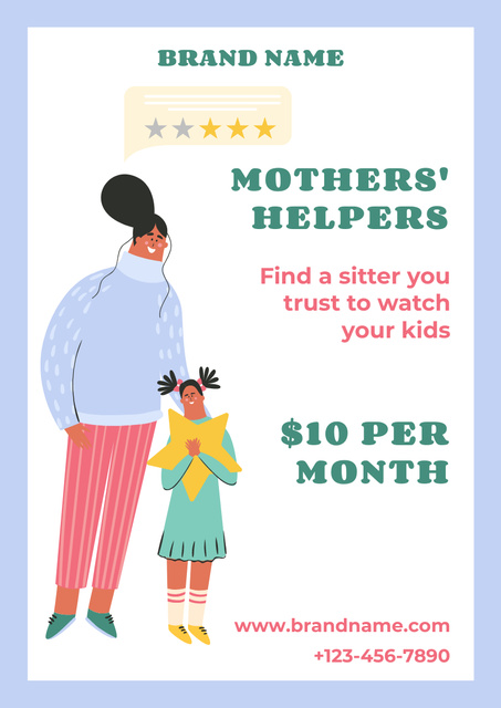Babysitting Services Offer with Price Poster A3 tervezősablon