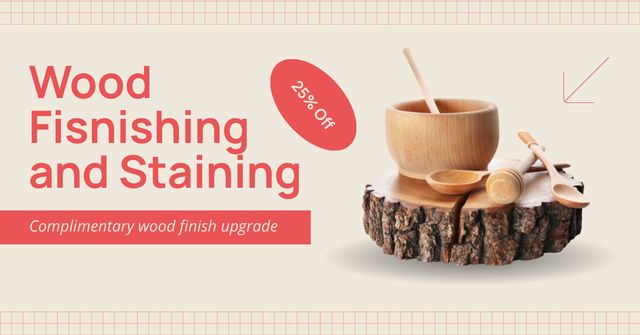 Plantilla de diseño de Woodwork Service With Kitchenware And Discoutns Offer Facebook AD 