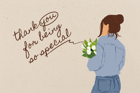 Plantilla de diseño de Thank You from Woman for Being So Special Postcard 4x6in 