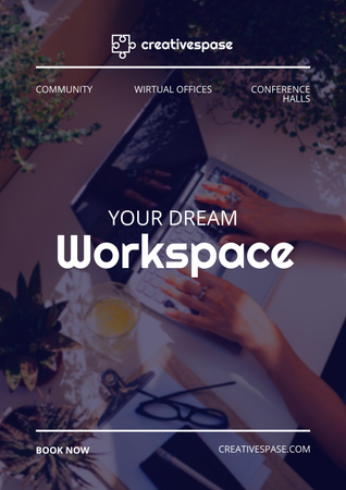 Dream Workplace with Laptop Poster – шаблон для дизайна