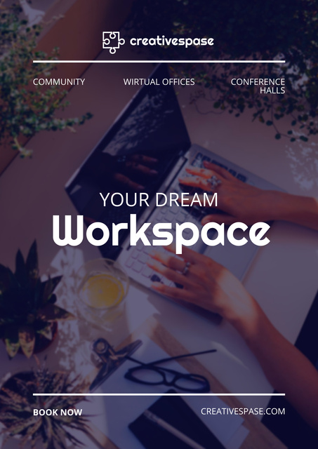 Dream Workplace with Laptop Poster Design Template