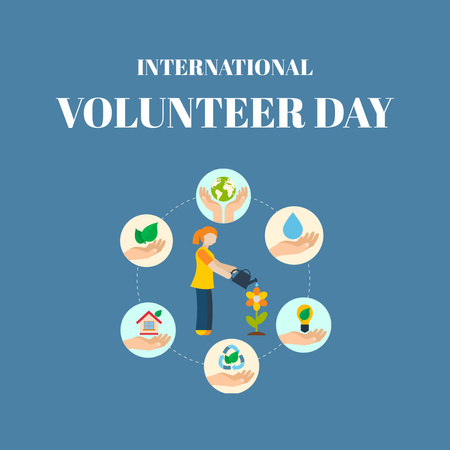 Volunteer Day Announcement Instagram Πρότυπο σχεδίασης