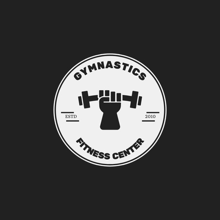 Fitness Center Emblem with Hand with Dumbbell Logo Modelo de Design