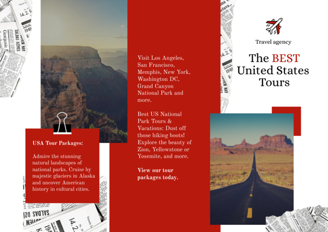 Reference Booklet on US Travel Brochure Din Large Z-foldデザインテンプレート