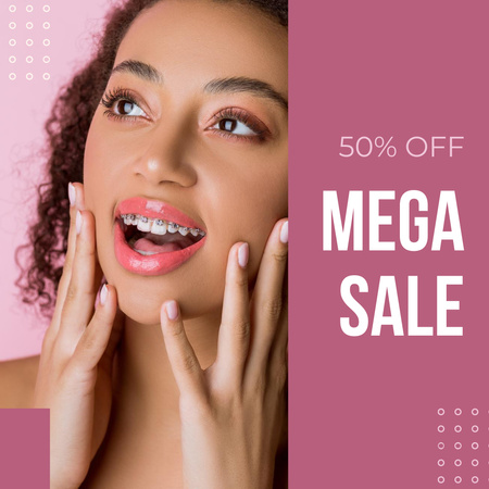Mega Sale Announcement with Black Surprised Woman Instagram Modelo de Design