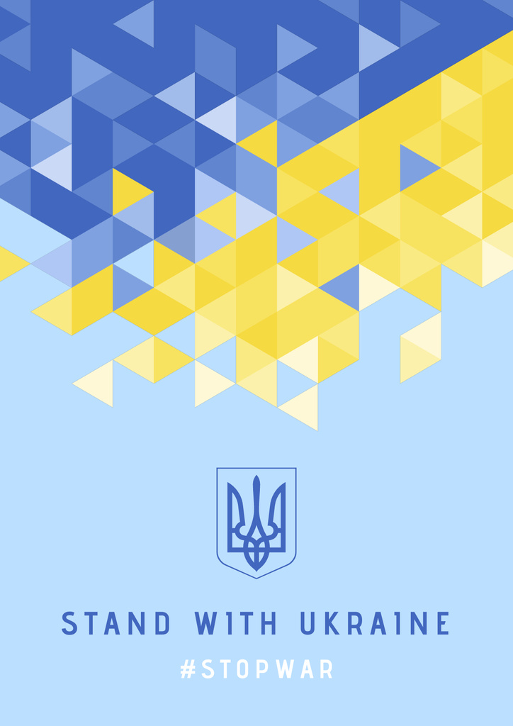 Ukrainian National Flag and Emblem of Ukraine Poster Design Template