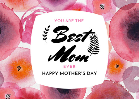 Ontwerpsjabloon van Postcard van gelukkige moederdag groet in bloemen frame