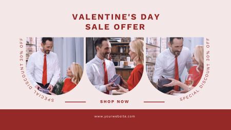 Valentine's Day Sale with Collage of Couple in Love FB event cover Design Template