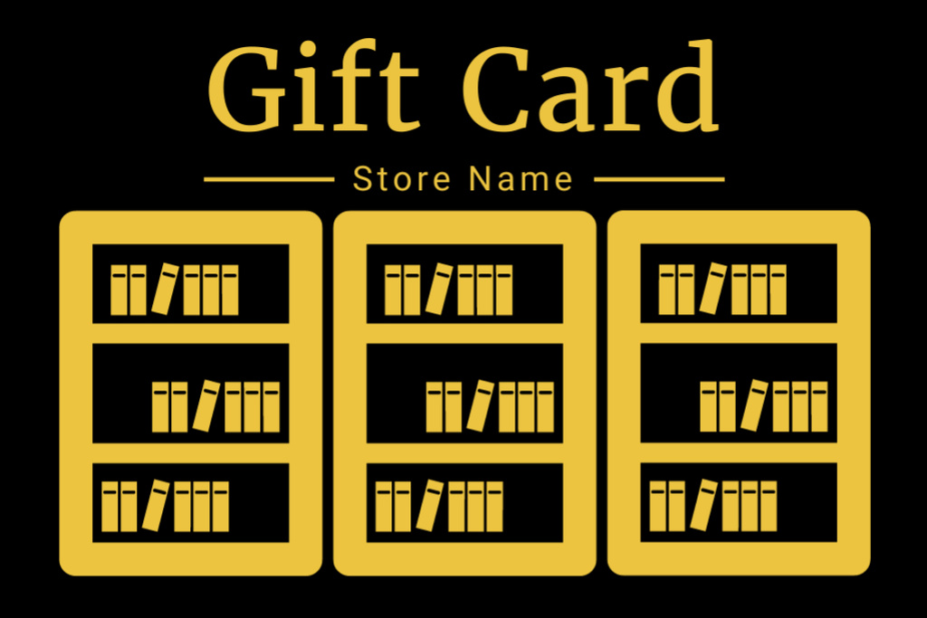 Bookstore Sale Ad on Black and Yellow Gift Certificate Design Template