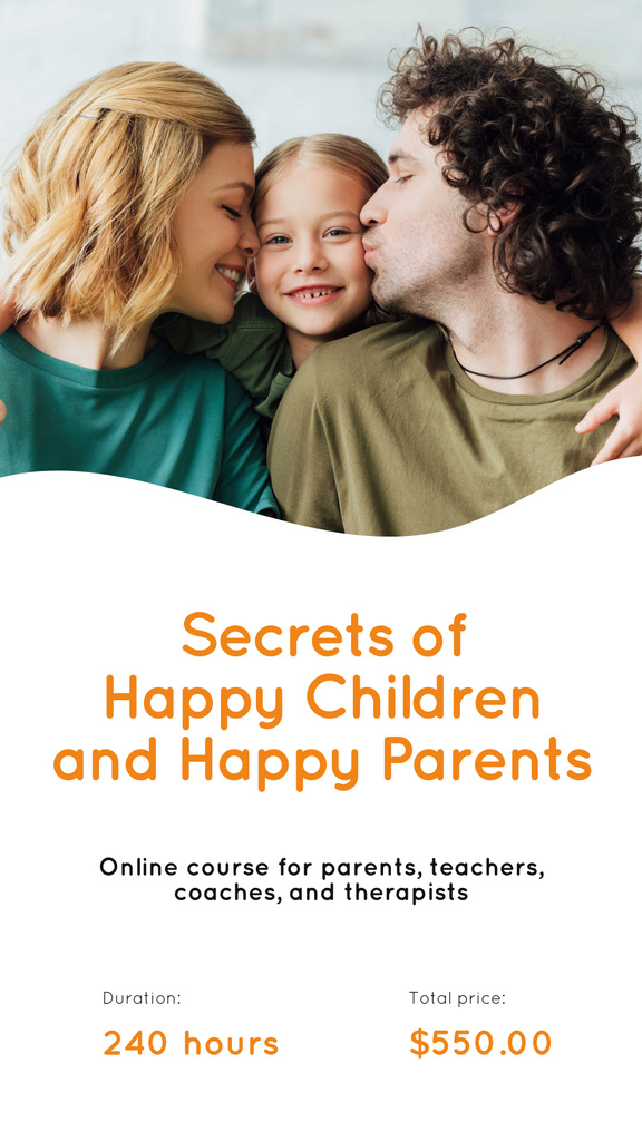 Modèle de visuel Parenthood Courses Ad with Parents and Daughter - Instagram Story