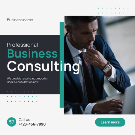 Services of Professional Business Consulting with Businessman LinkedIn post Design Template