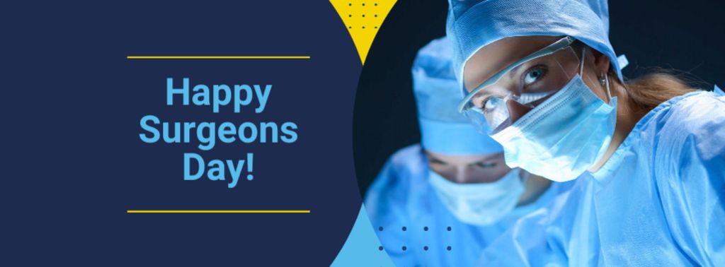 Ontwerpsjabloon van Facebook cover van Surgeons Day Greeting with Doctors