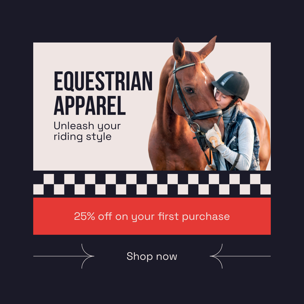Szablon projektu Functional Equestrian Apparel With Discount On Purchase Instagram