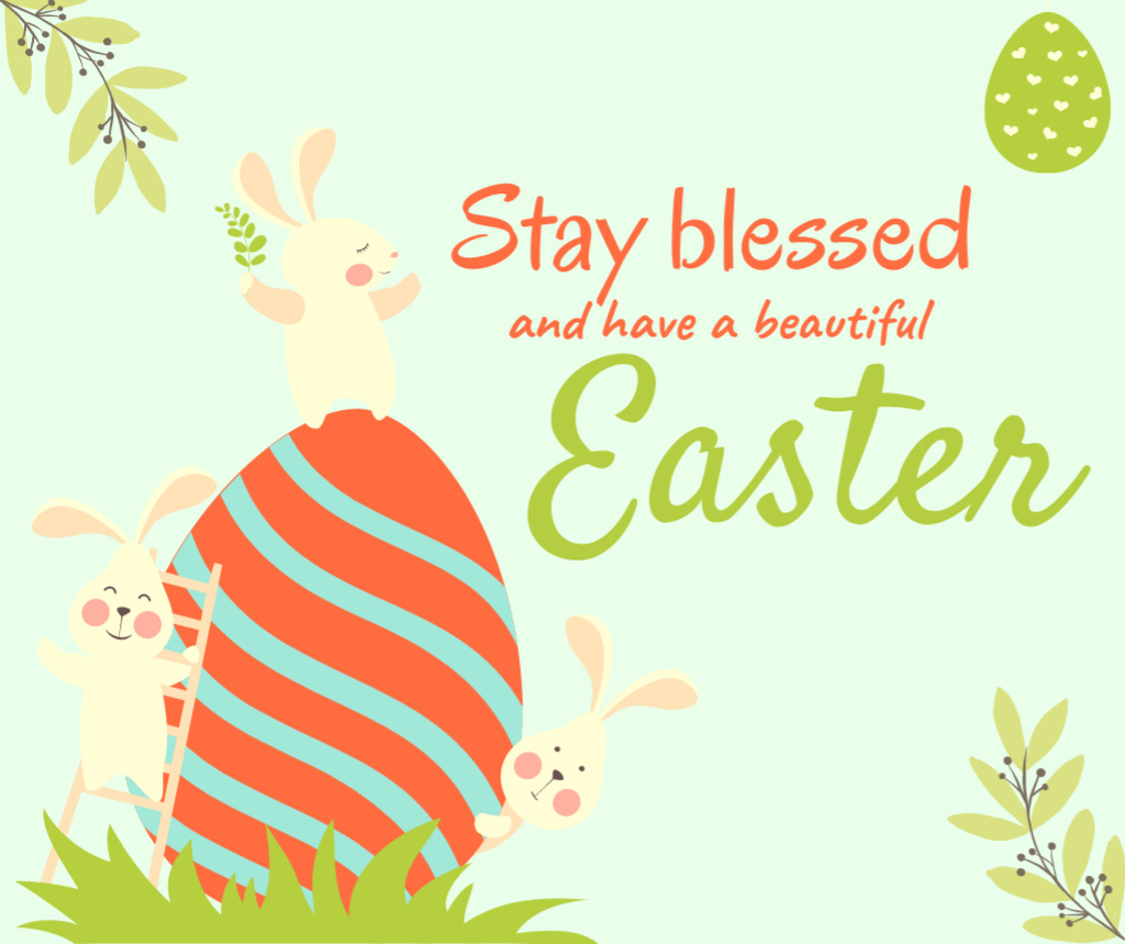 Heartwarming Wishes On Easter Holiday With Bunny Facebook Tasarım Şablonu