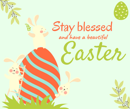 Heartwarming Wishes On Easter Holiday With Bunny Facebook Design Template