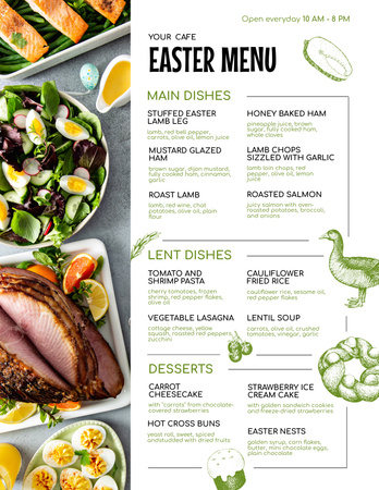 Easter Offer of Delicious Meals Menu 8.5x11in Design Template