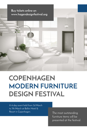 Furniture Festival ad with Stylish modern interior in white Flyer 4x6in Design Template