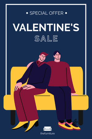 Plantilla de diseño de Oferta de descuento del día de San Valentín con una pareja gay enamorada Pinterest 