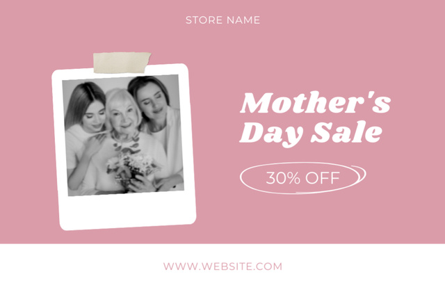 Mother's Day Sale with Discount and Photo Thank You Card 5.5x8.5in tervezősablon