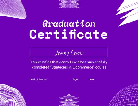 Business Course Completion Award In Purple Certificate Design Template