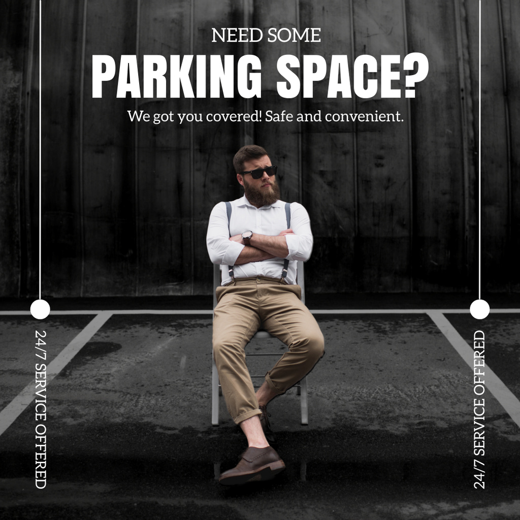 Advertising Parking Lot with Young Man Instagram Tasarım Şablonu