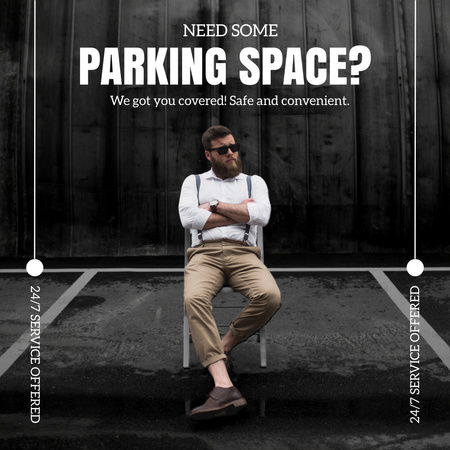 Ontwerpsjabloon van Instagram van Reclame parkeerplaats met jonge man