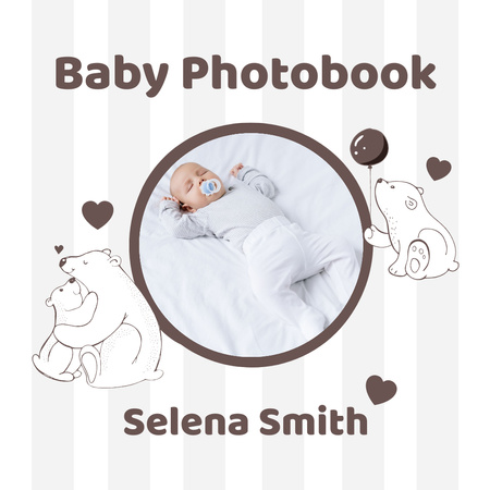 Photos of Cute Baby with Illustrations of Bears Photo Book Design Template