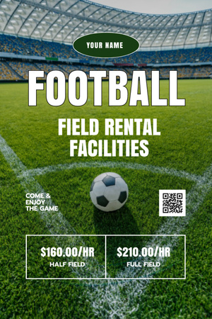 Football Field Rental Facilities Offer Invitation 6x9in Design Template
