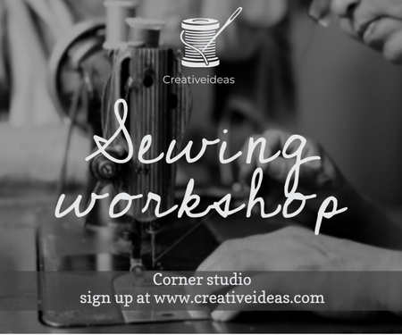 Ontwerpsjabloon van Medium Rectangle van Sewing workshop advertisement