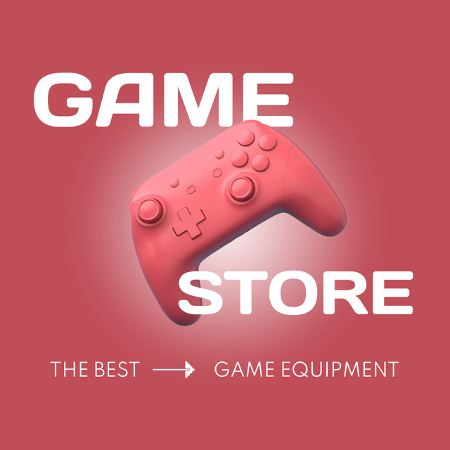 Vibrant Gaming Equipment Store Promotion In Red Animated Logo Šablona návrhu