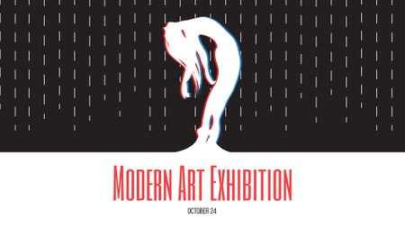 Modern Art Exhibition Announcement with Female Silhouette FB event cover – шаблон для дизайна