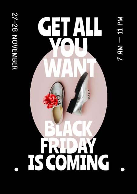 Modèle de visuel Stylish Shoes Sale on Black Friday - Flyer A4