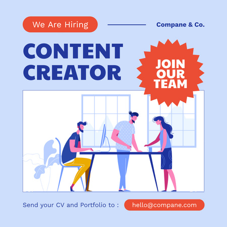 Platilla de diseño We Are Hiring Content Creator Instagram