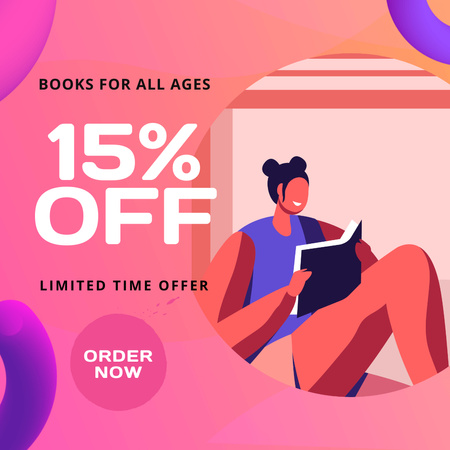 Exciting Notification of Sale for Books Instagram Design Template