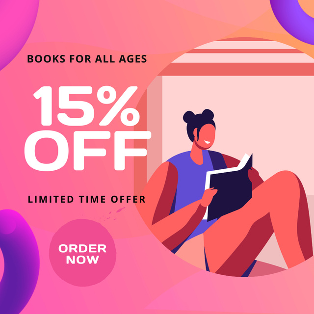Platilla de diseño Exciting Notification of Sale for Books Instagram