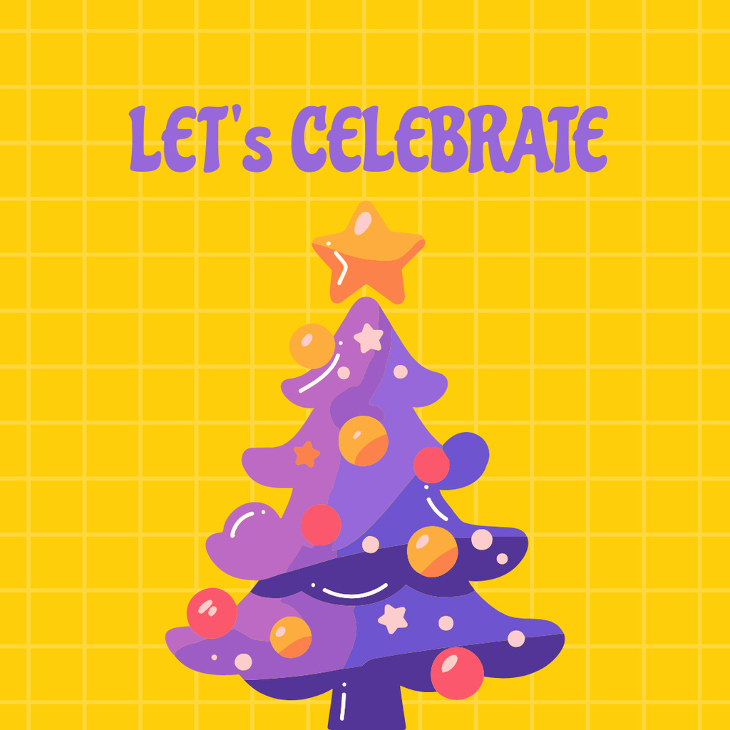 Let’s Celebrate Phrase with Christmas Trees Instagram Design Template