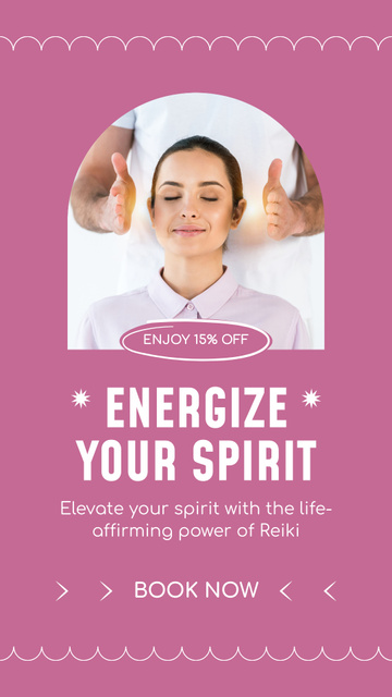 Discount On Reiki Energy Treatment Instagram Video Story Design Template