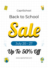 Back to School Sale Announcement on White