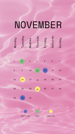 Designvorlage netter kalender auf rosa wasser hintergrund für Instagram Video Story