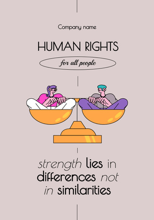 Conscientização sobre os direitos humanos para todos com citações e escalas Themis Poster 28x40in Modelo de Design