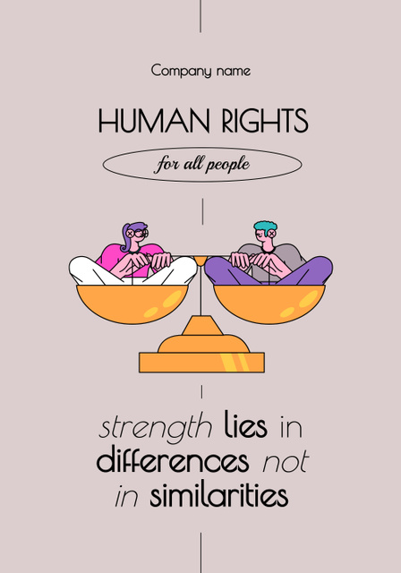 Awareness about Human Rights For Everybody With Quote And Themis Scales Poster 28x40in Šablona návrhu