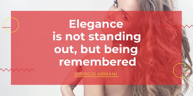 Citation about Elegance with Young Woman Twitter Design Template