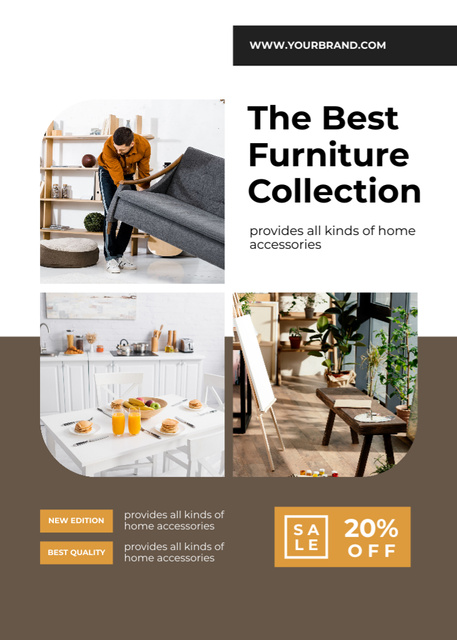 Plantilla de diseño de Best Furniture Collection Collage Brown Flayer 